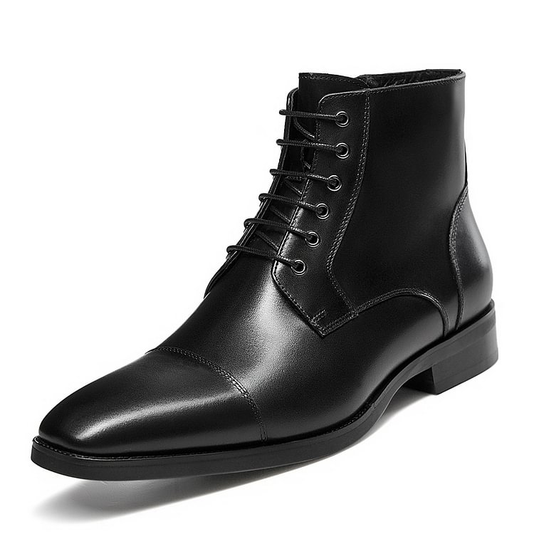Gifennse Chelsea Casual Combat Men's Black Leather Dress Boots Gifennse gifennse