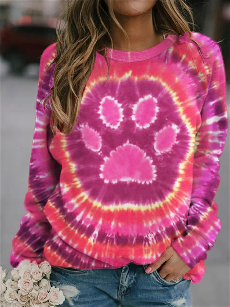 Lovely Paw Pink Tie Dye Crewneck Sweatshirt