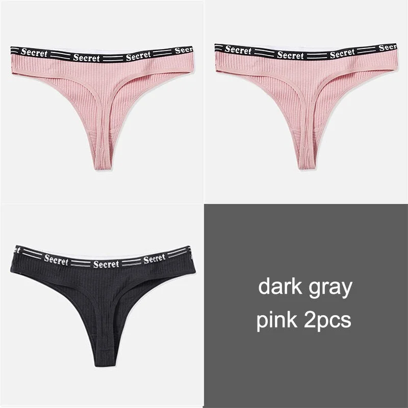 3PCS/Set Women Cotton Panties Thong Underwear G-String Underpants Sexy Briefs Lingerie Female Letter Embroidery Low Waist Pantys