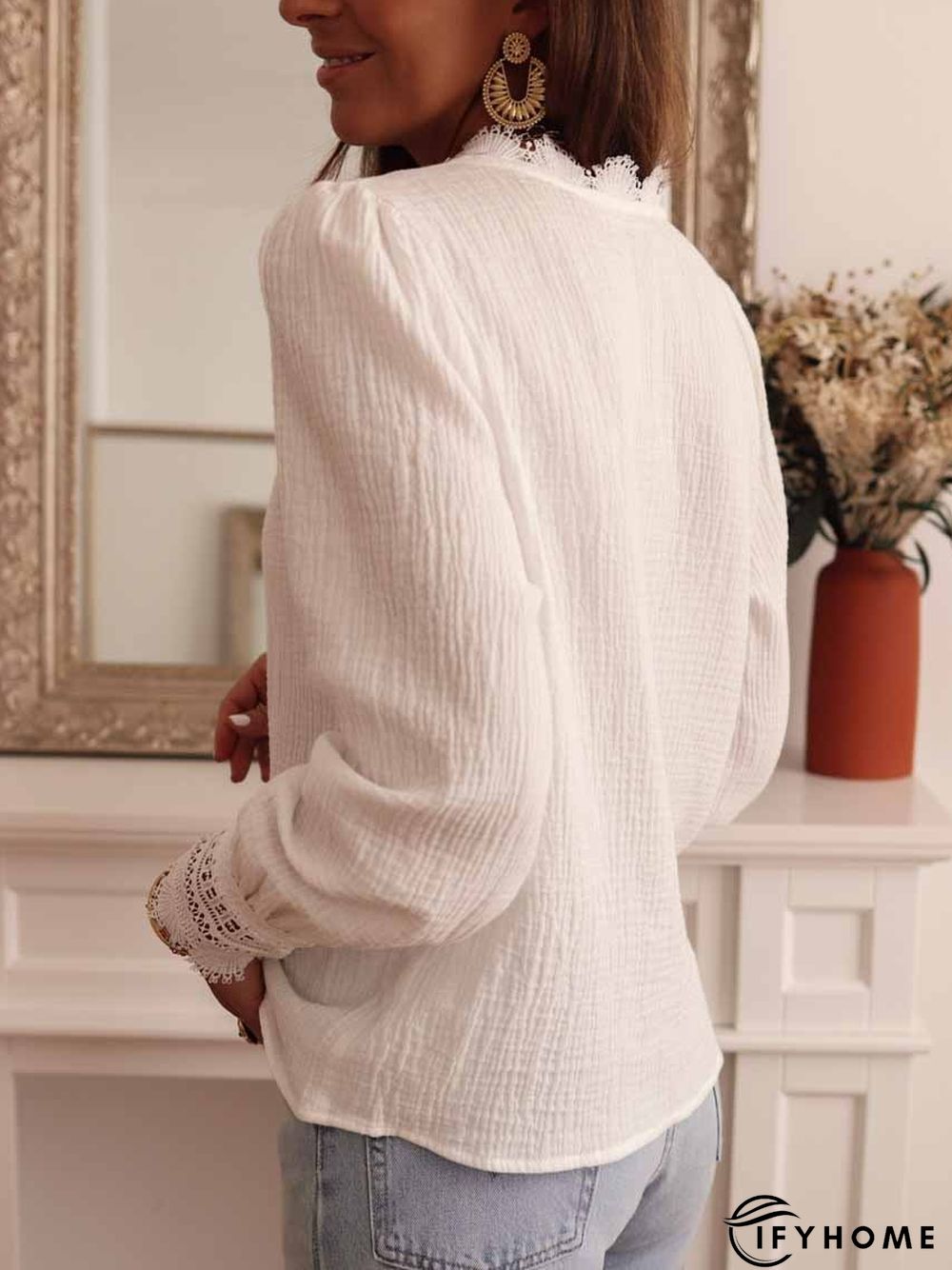 Loose Casual Lace Edge Blouse | IFYHOME