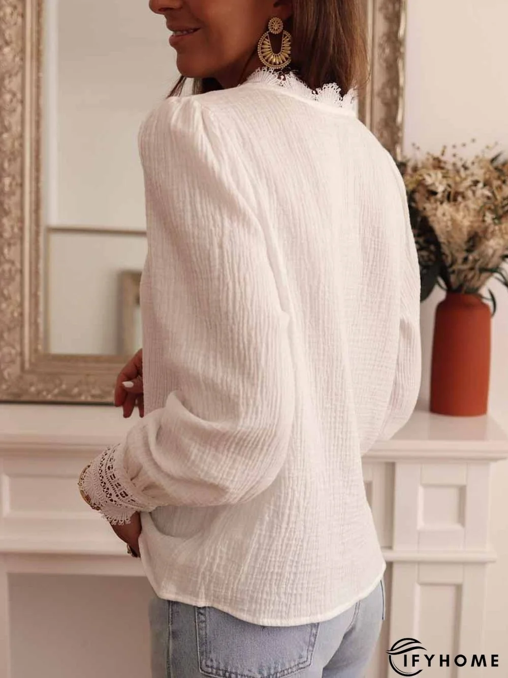 Loose Casual Lace Edge Blouse | IFYHOME