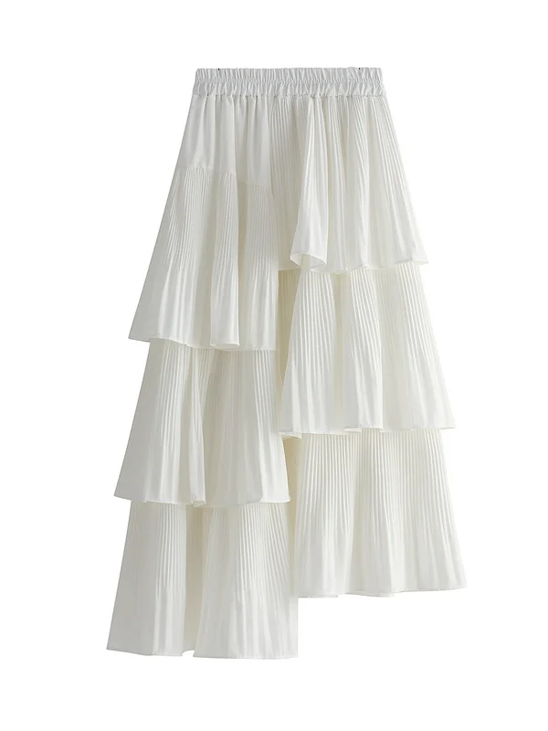 Stylish Irregular Solid Color Falbala Skirts