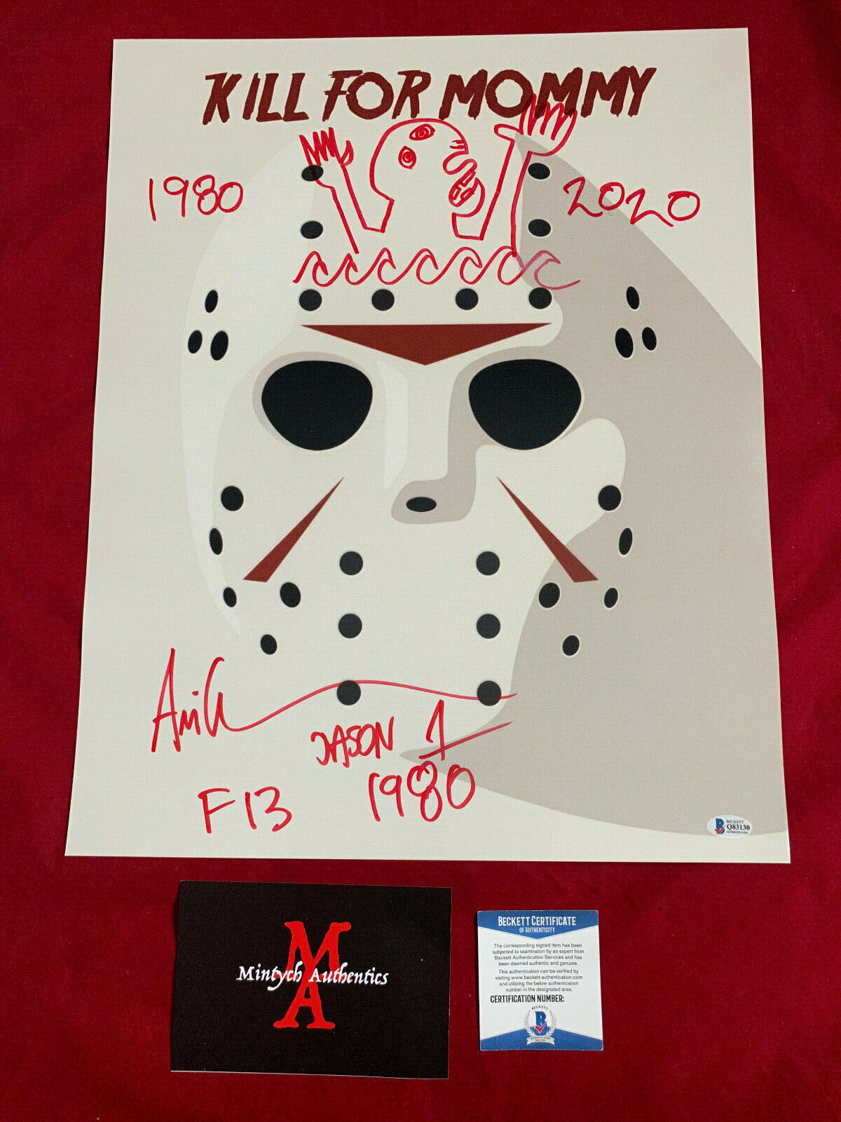 ARI LEHMAN 1ST JASON VOORHEES SIGNED 16x20 Photo Poster painting! FRIDAY THE 13TH! BECKETT COA