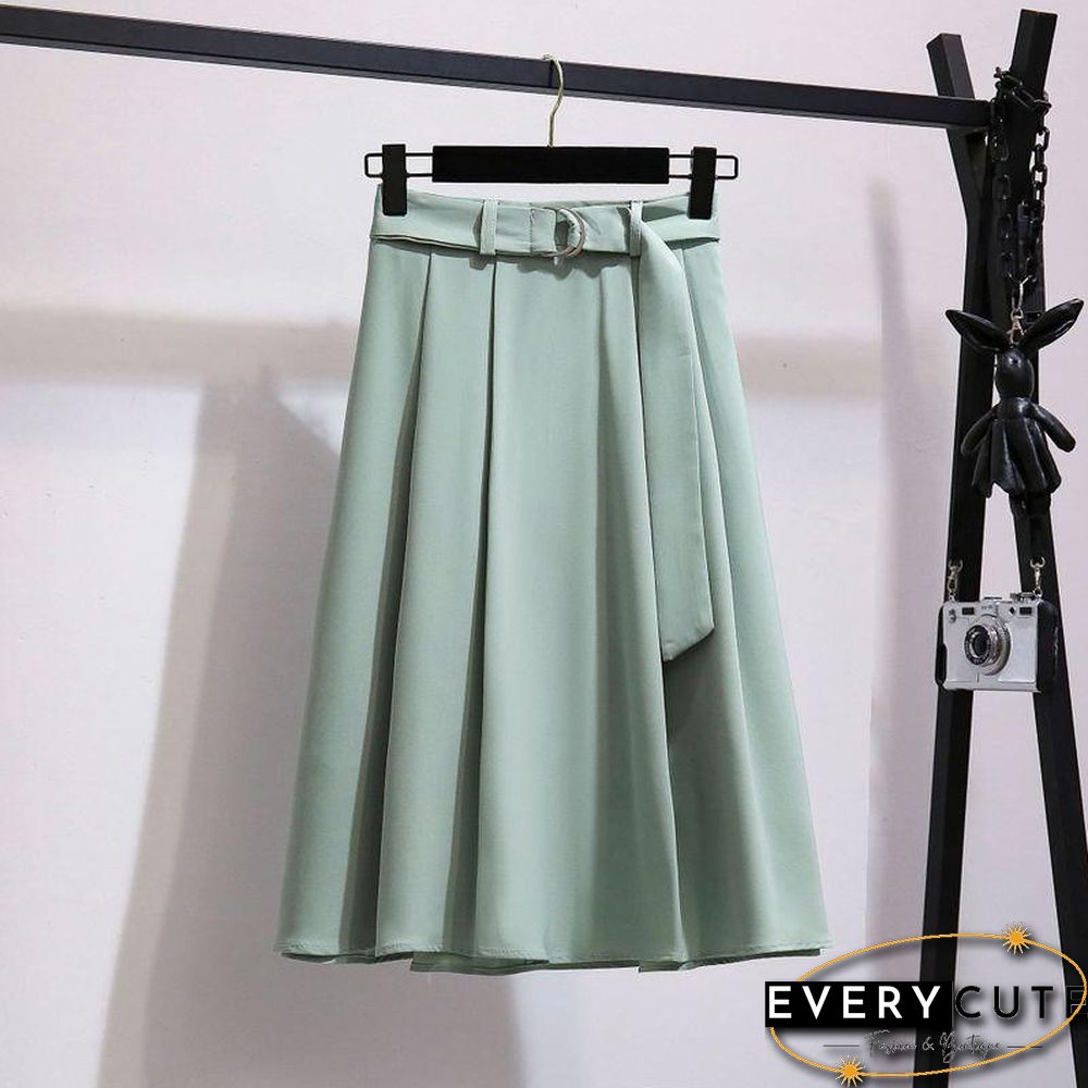 Chic Chiffon Blouse+Belt Skirt P10741