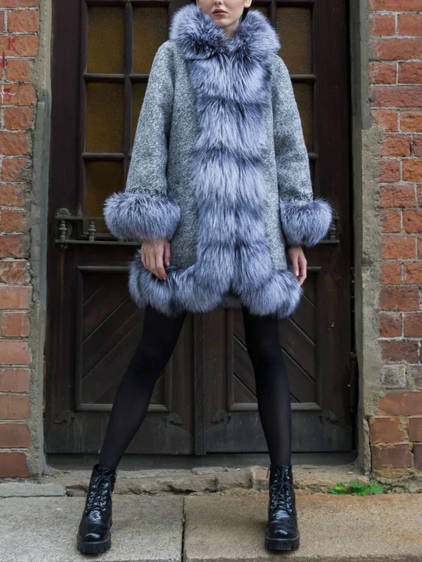 Fur Collar Temperament Warm Fox Women's Coat