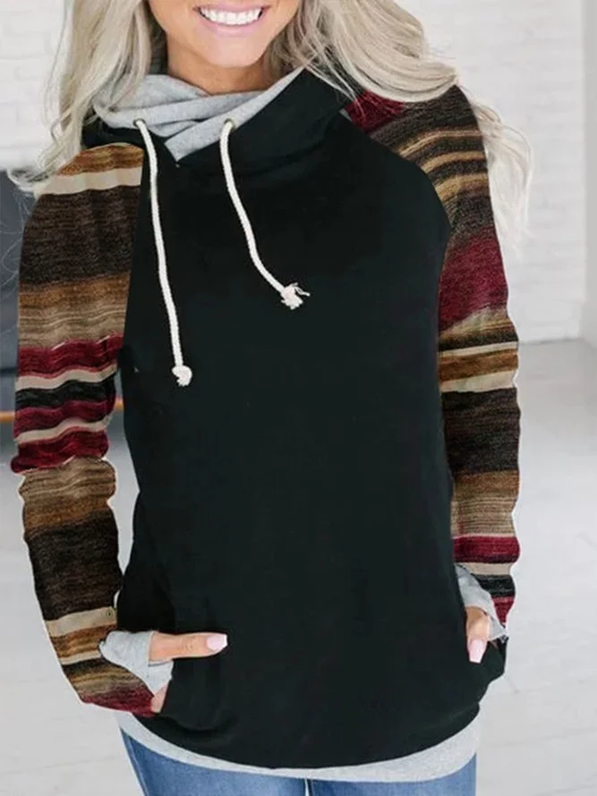 Crew Neck Casual Printed Stripes Sweatshirt
