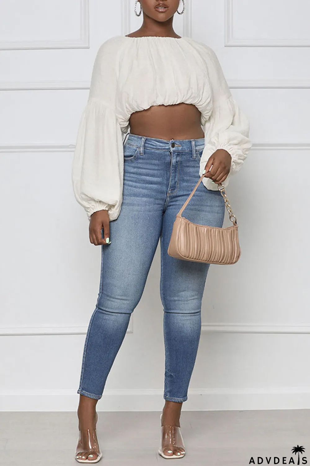 Light Green Casual Sweet Solid Split Joint Fold O Neck Tops