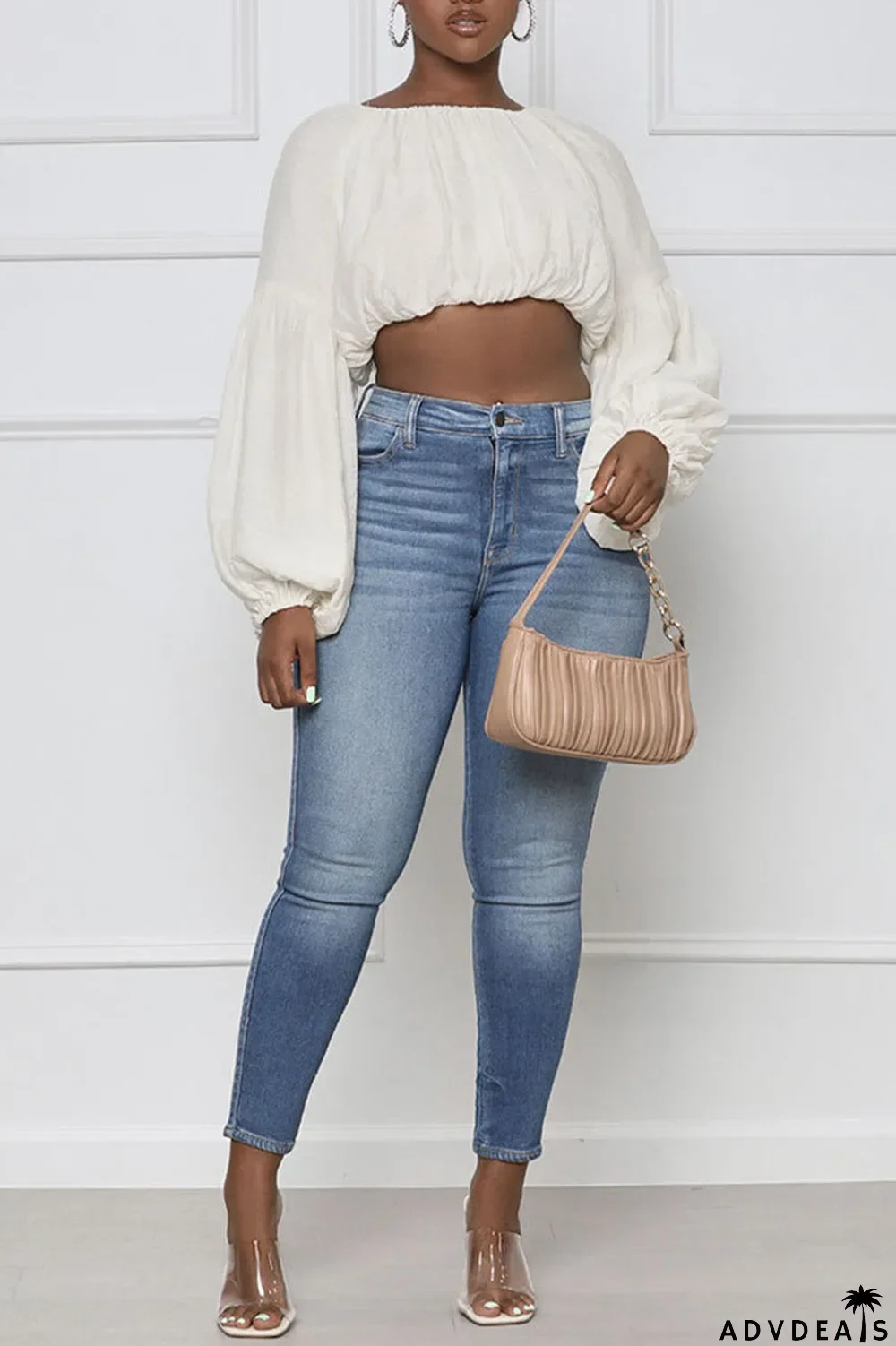 Light Green Casual Sweet Solid Split Joint Fold O Neck Tops