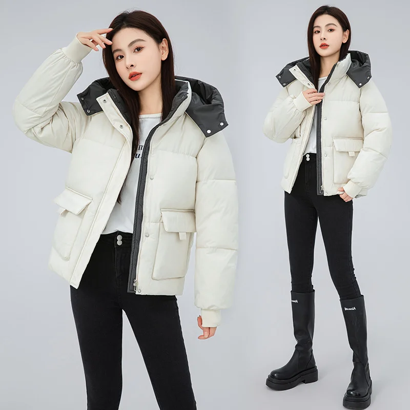 Woherb Winter 2024 New Korean Version Loose And Thick Warm Cotton-Padded Coat Cotton-Padded Coat-Outfit Ideas