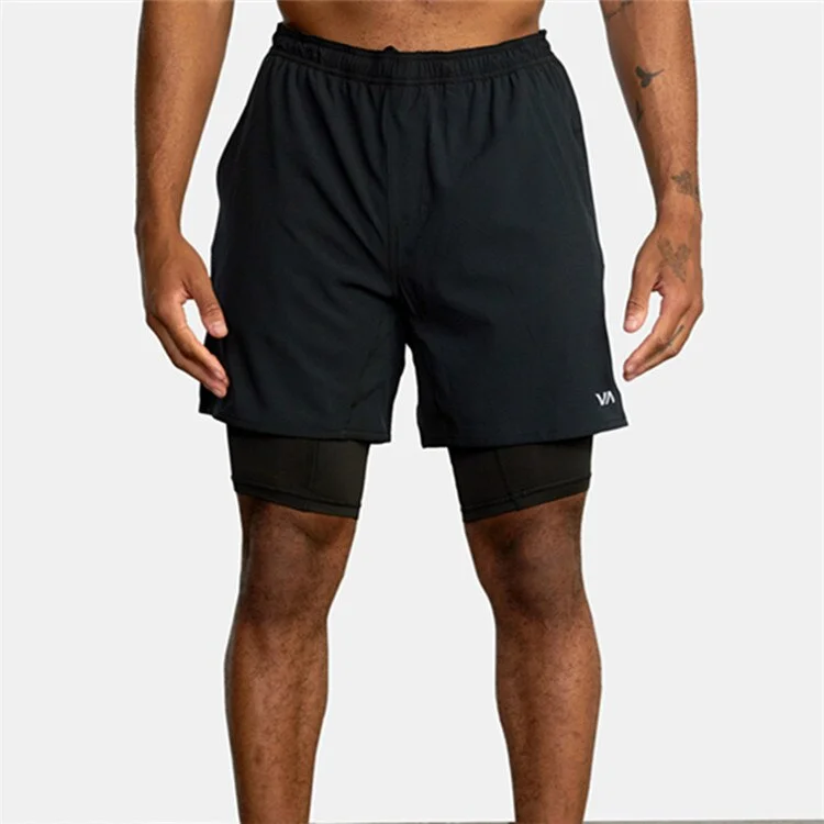New Summer 2 in 1 Athletic  Shorts Men's Training Quick Dry Breathable Stretch Shorts Elastic Waist Casual Pants