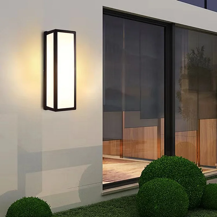 Rectangular Minimalist LED Waterproof Black Modern Outdoor Wall Lights - Appledas
