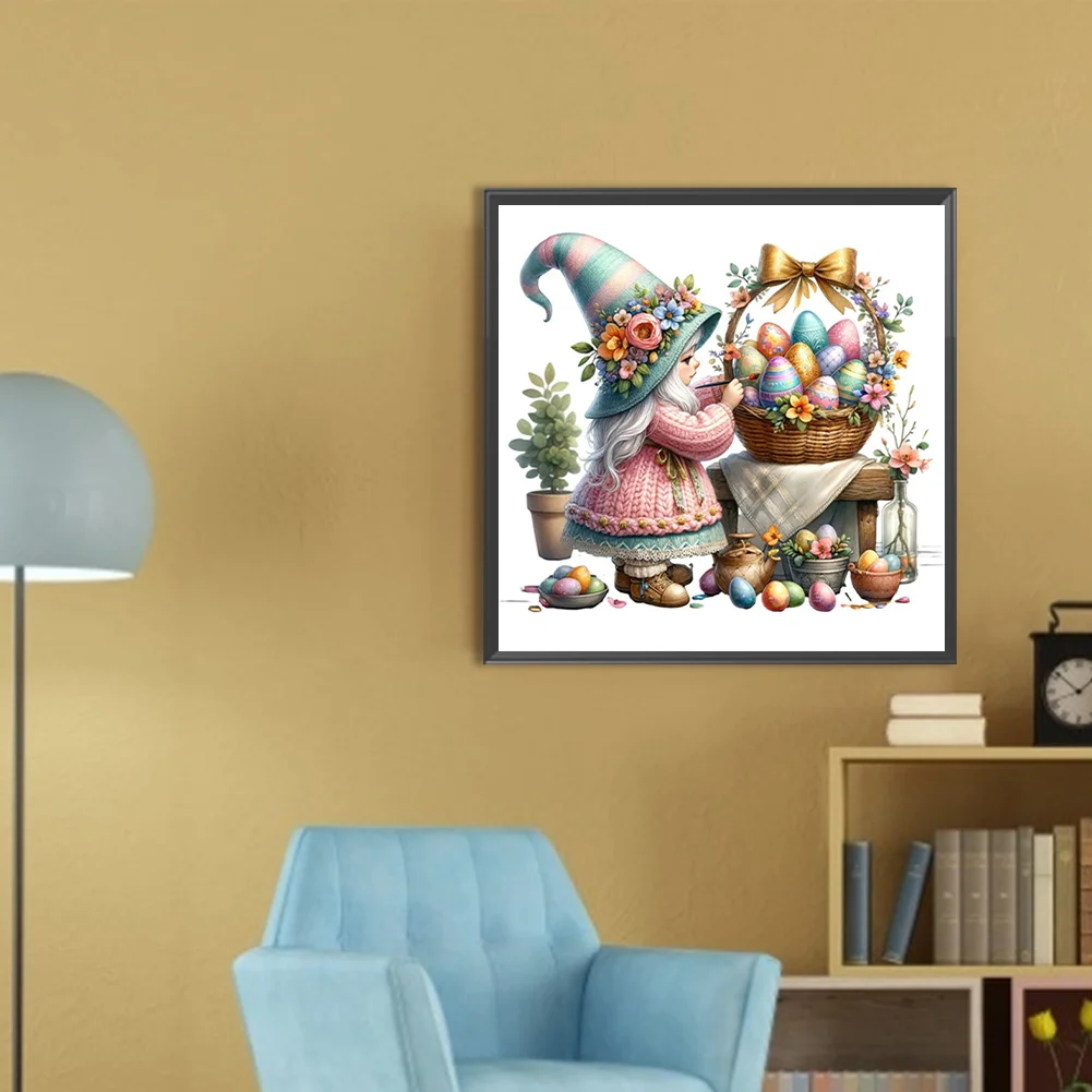 Partial AB Diamond Painting - Full Round Drill - Egg Painting Gnome(Canvas|35*35cm)