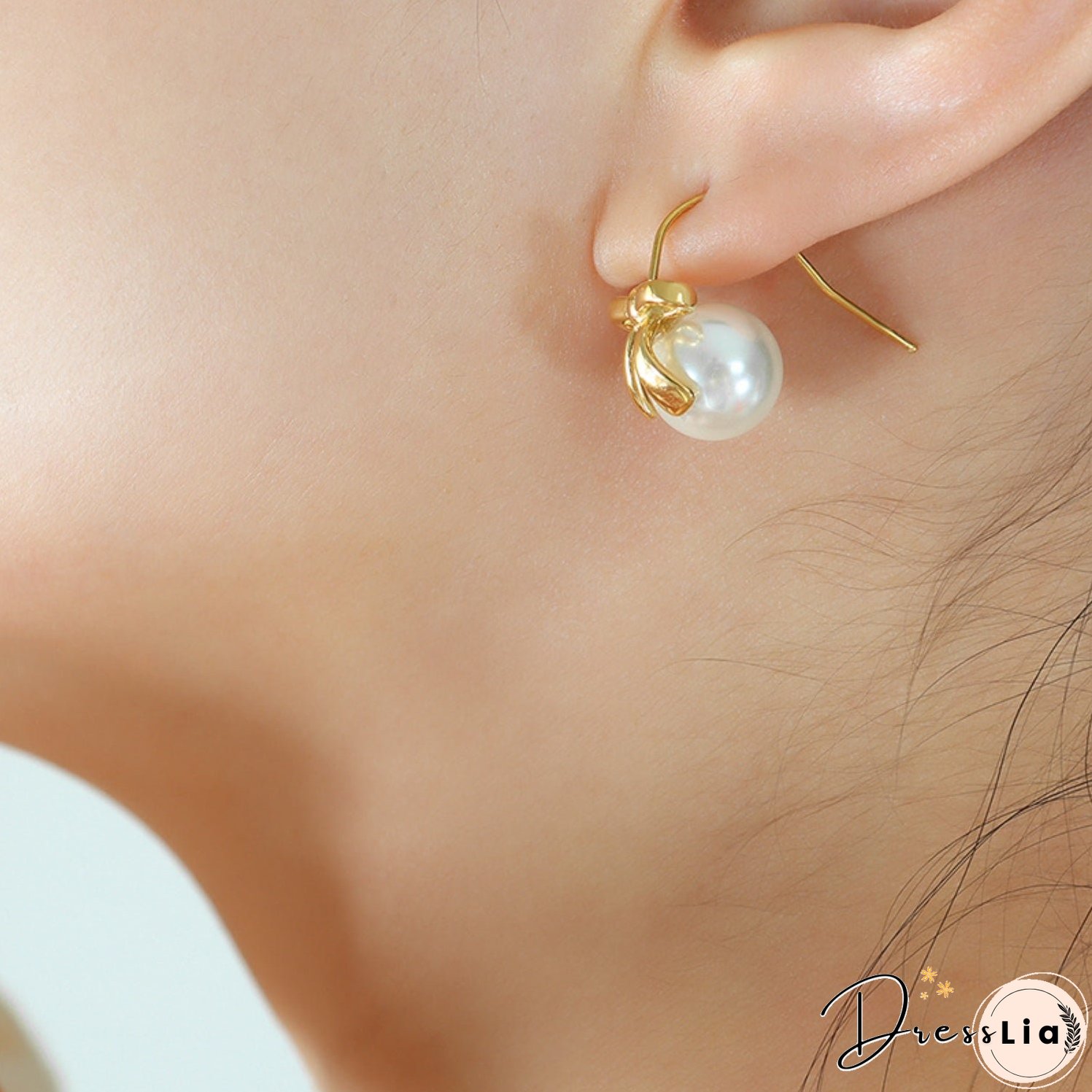 Titanium Steel Bow Drop Earrings