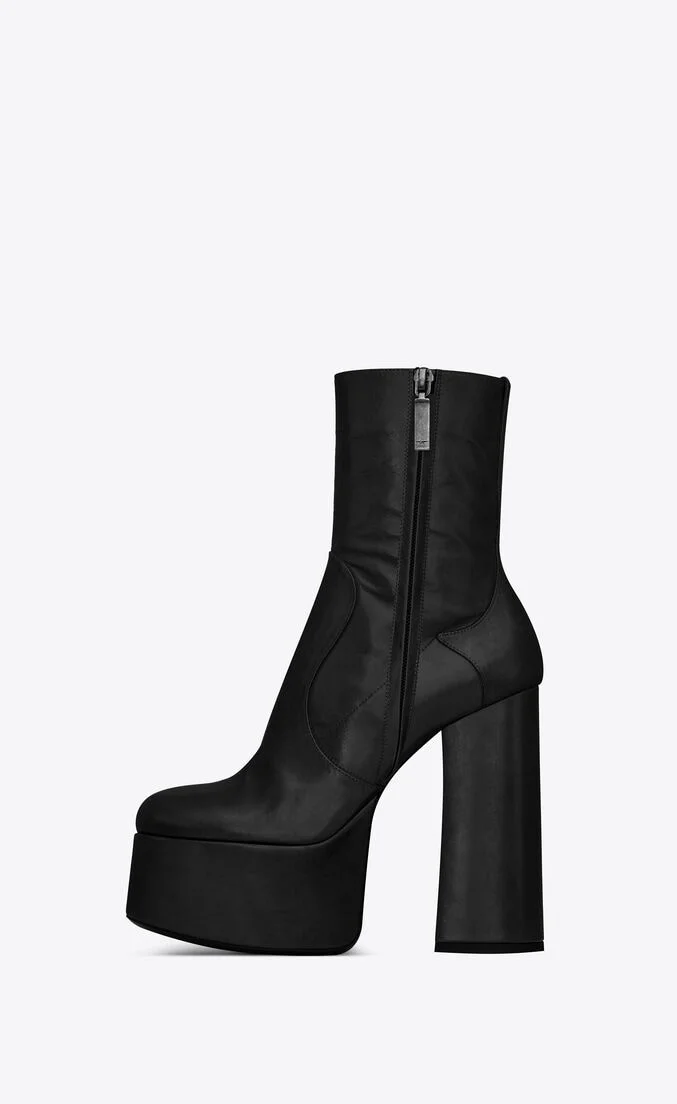 Chunky Black High Heel Platform Ankle Boots Vdcoo