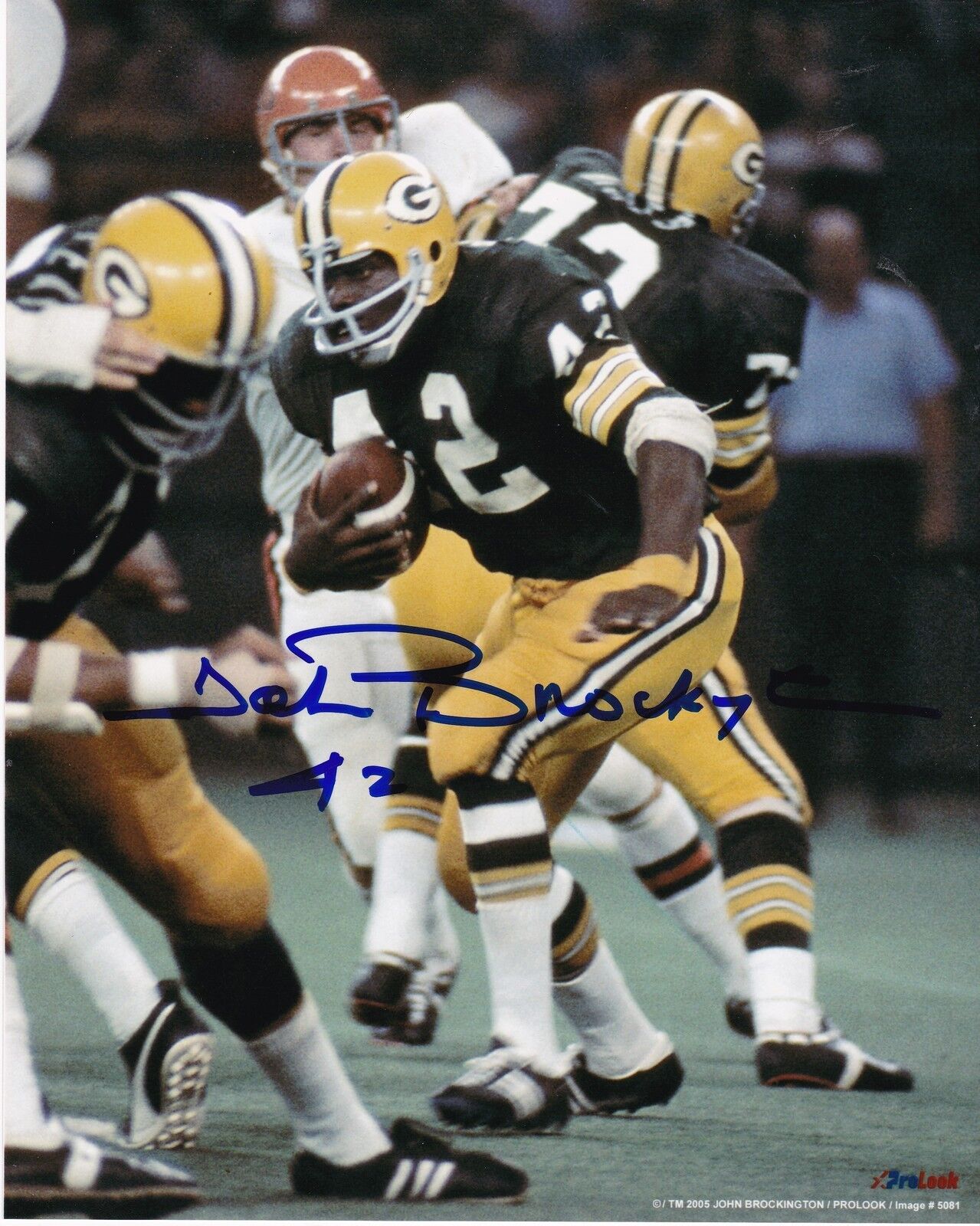 JOHN BROCKINGTON GREEN BAY PACKERS ACTION SIGNED 8x10