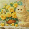 (US Only)Cat Printed Cross Stitch Kit 61x61cm DIY 14CT Thread Art Needlework Home Decor