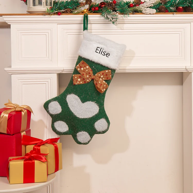 Adornos de medias navideñas en forma de pata Bolsa de regalo 1 Nombre personalizado