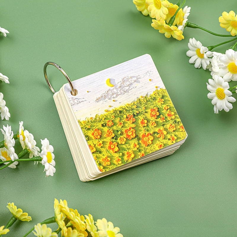 Portable Landscape Oil Painting Blank Paper Loose-leaf Small Size Notebook