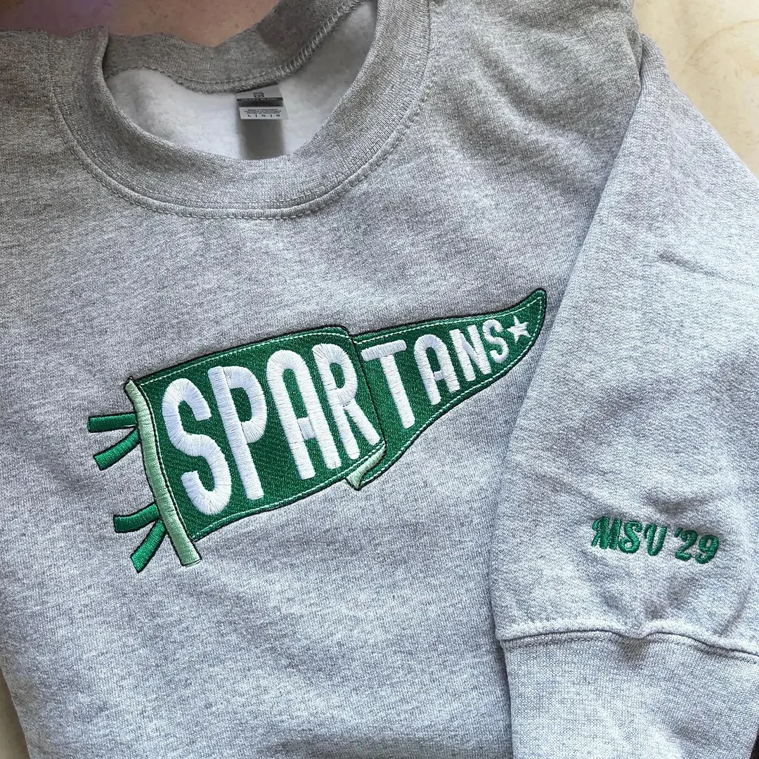 Embroidered Pennant Sweatshirt with Team Name