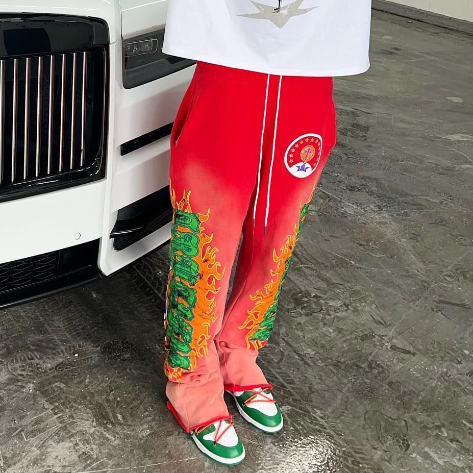 Unisex Men's Retro Trendy Unisex Letters Printed Flared SweatPants - SOPULA