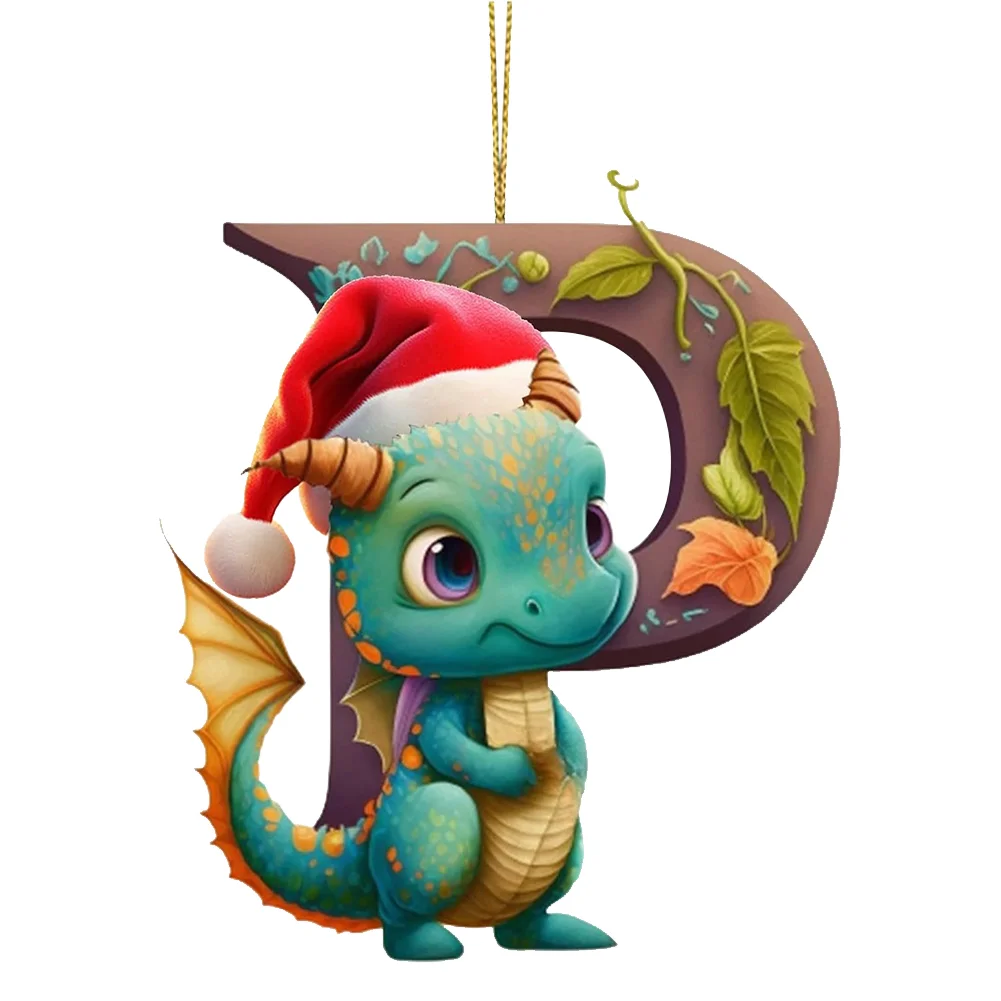 Christmas Cute Dragon Pendants Acrylic Letter Shaped Exquisite for Xmas Tree Car