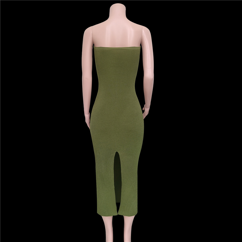 Ootddress Strapless Knit Maxi Dresses For Women Summer Beach Party Bodycon Dress Off-Shoulder Twist Knitting Evening Backless Dress
