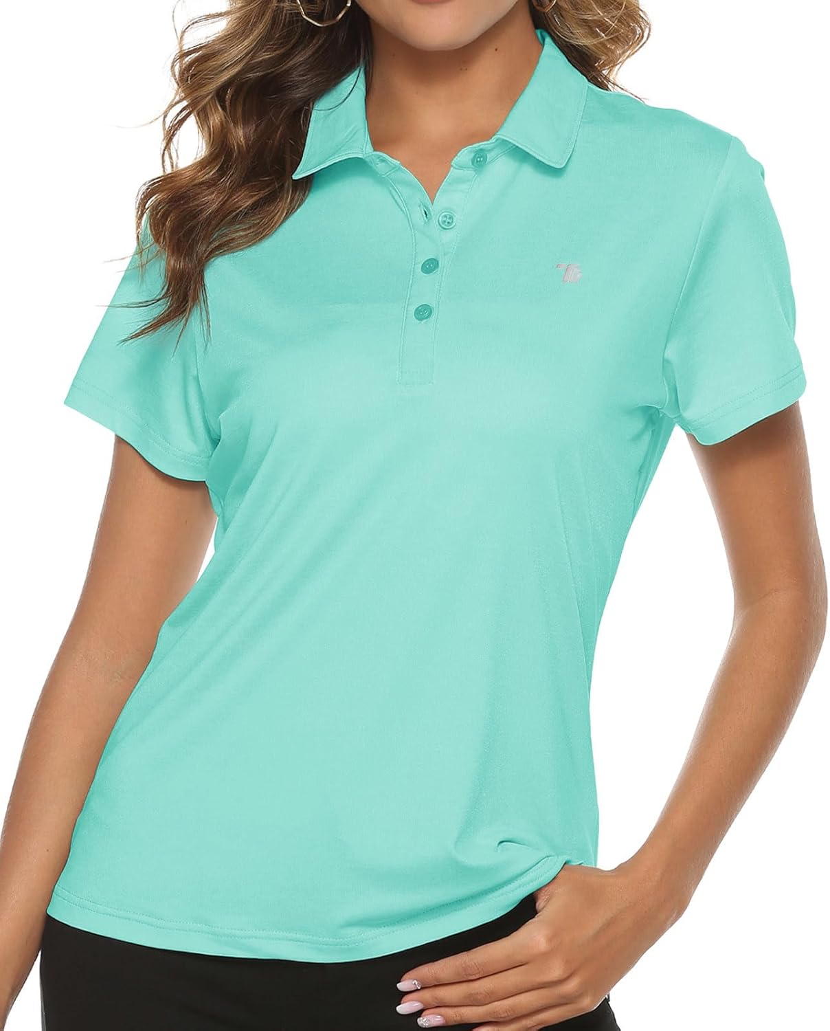 Women's Golf Polo Short Sleeve Shirts Lightweight Moisture Wicking Collared T Shirt Quick Dry 4-Button