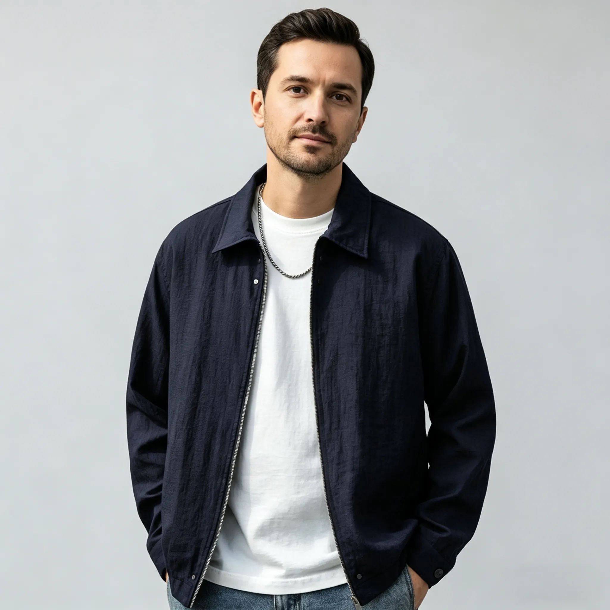 Mulberry Silk Linen Retro Men's Jacket REAL SILK LIFE