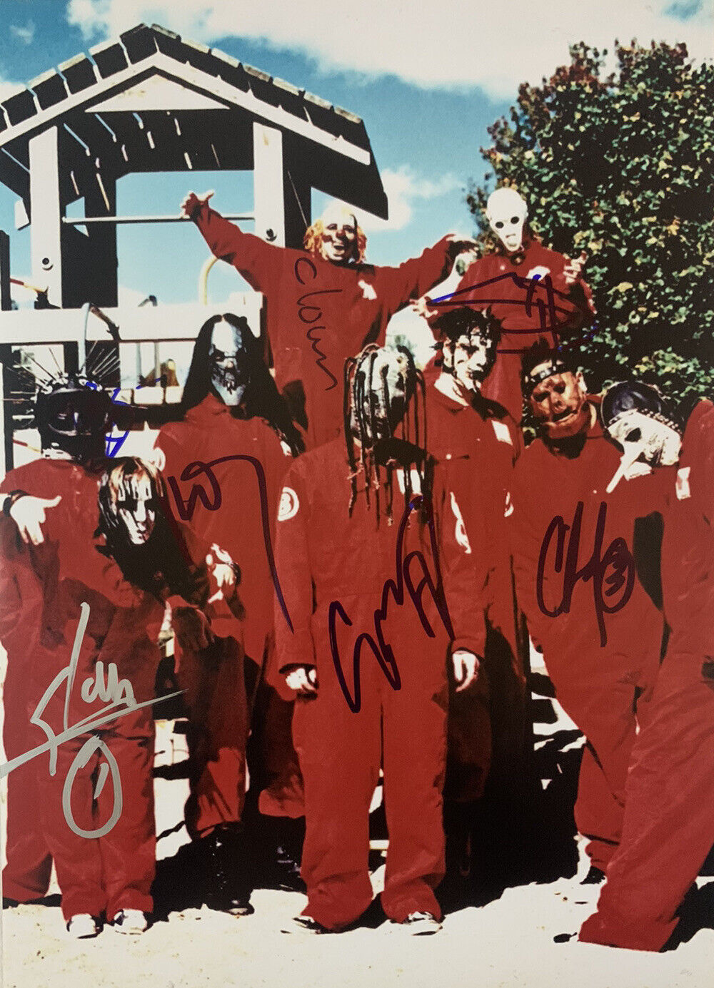 SLIPKNOT HAND SIGNED 12x18 Photo Poster painting JOEY JORDISON COREY TAYLOR AUTOGRAPH RARE COA