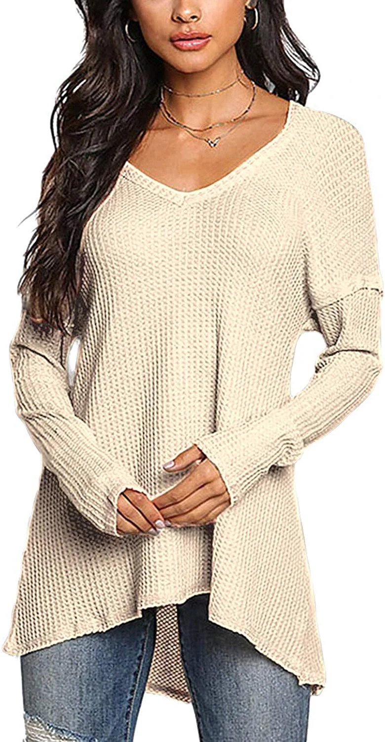 Sweaters for Women Sexy V Neck Long Sleeves Knit Tops Loose Casual Jumpers