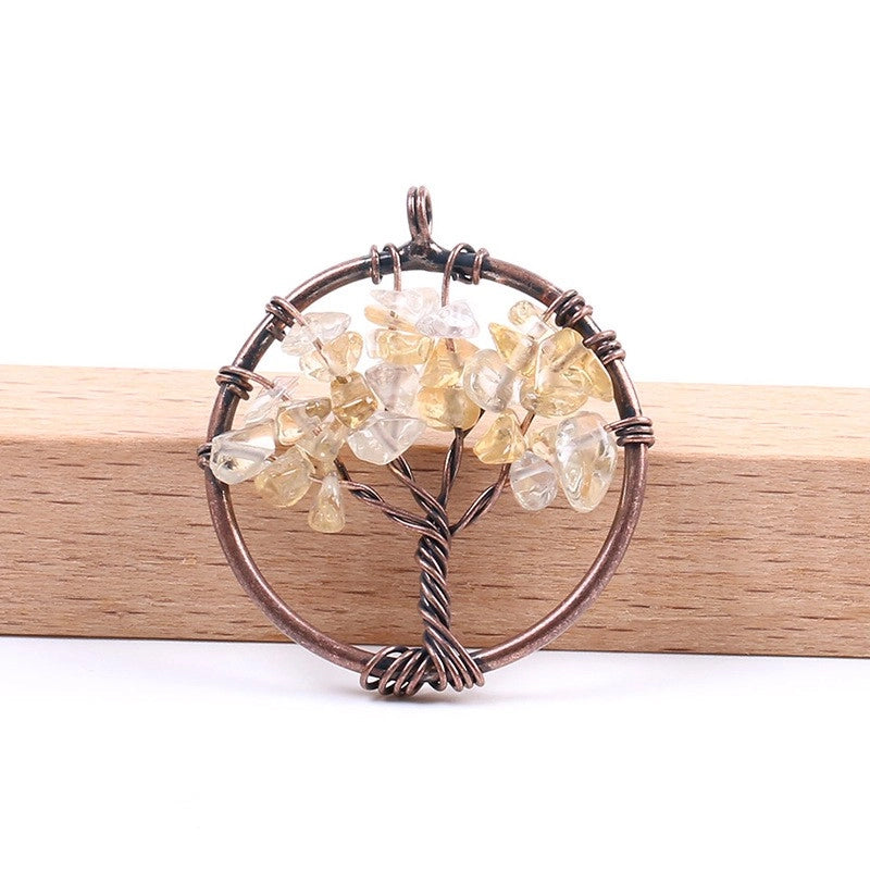 1 Piece Natural Stone Copper Life Tree Pendant