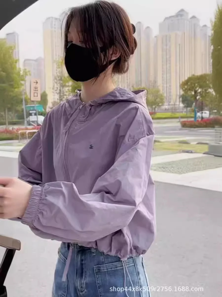 Woherb Sunscreen Clothing Female Summer Thin Coat Female Short Short 2024 New Loose Hooker Sunscreen Jacket-Outfit Ideas