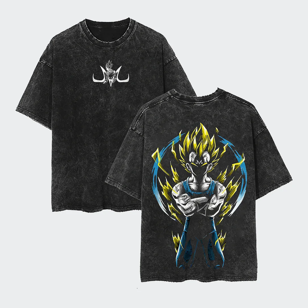 Dragon Ball Vegeta Anime Oversize Washed T-Shirt