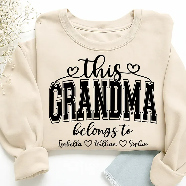 Personalized Grandma Sweatshirt, Custom This Grandma Belongs To And Grandkids Sweatshirt, Custom Gift for Grandma Christmas