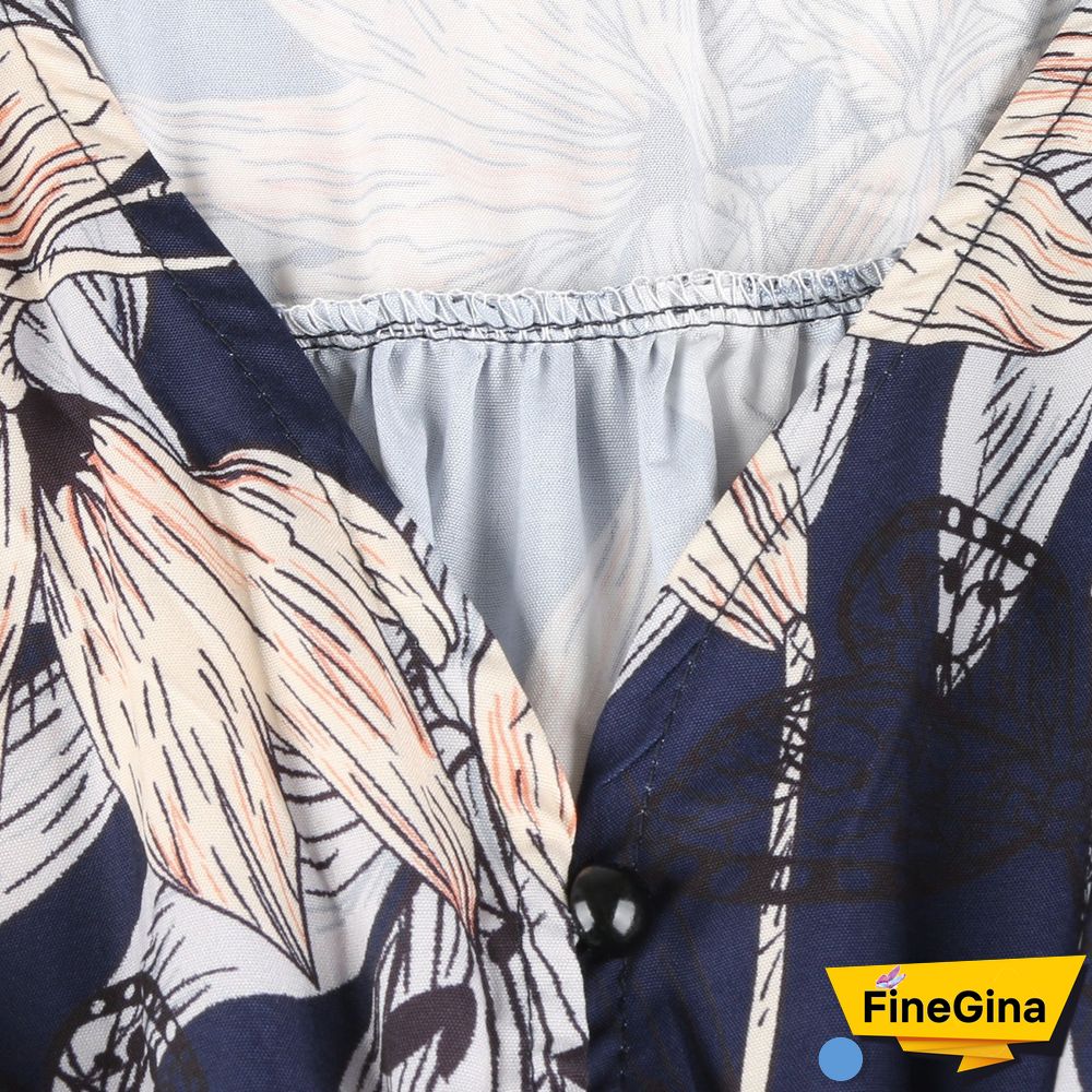 Light New V-neck Elegant Short-sleeved Printed Dress