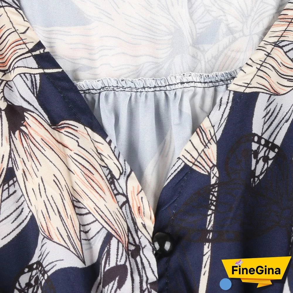 Light New V-neck Elegant Short-sleeved Printed Dress