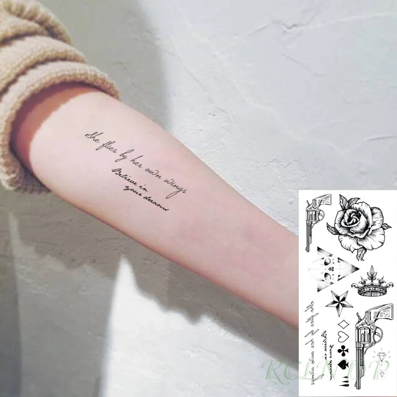 Waterproof Temporary Tattoo Sticker Cute Love Bird Leaf Crow Arabic Script Fake Tatto Flash Hand Arm Art Tatoo for Women Men