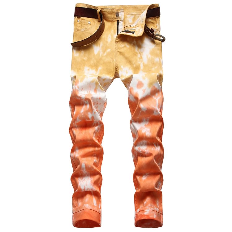 BrosWear Fashion Men's Personalized Colorful Stretch Casual Denim Pants