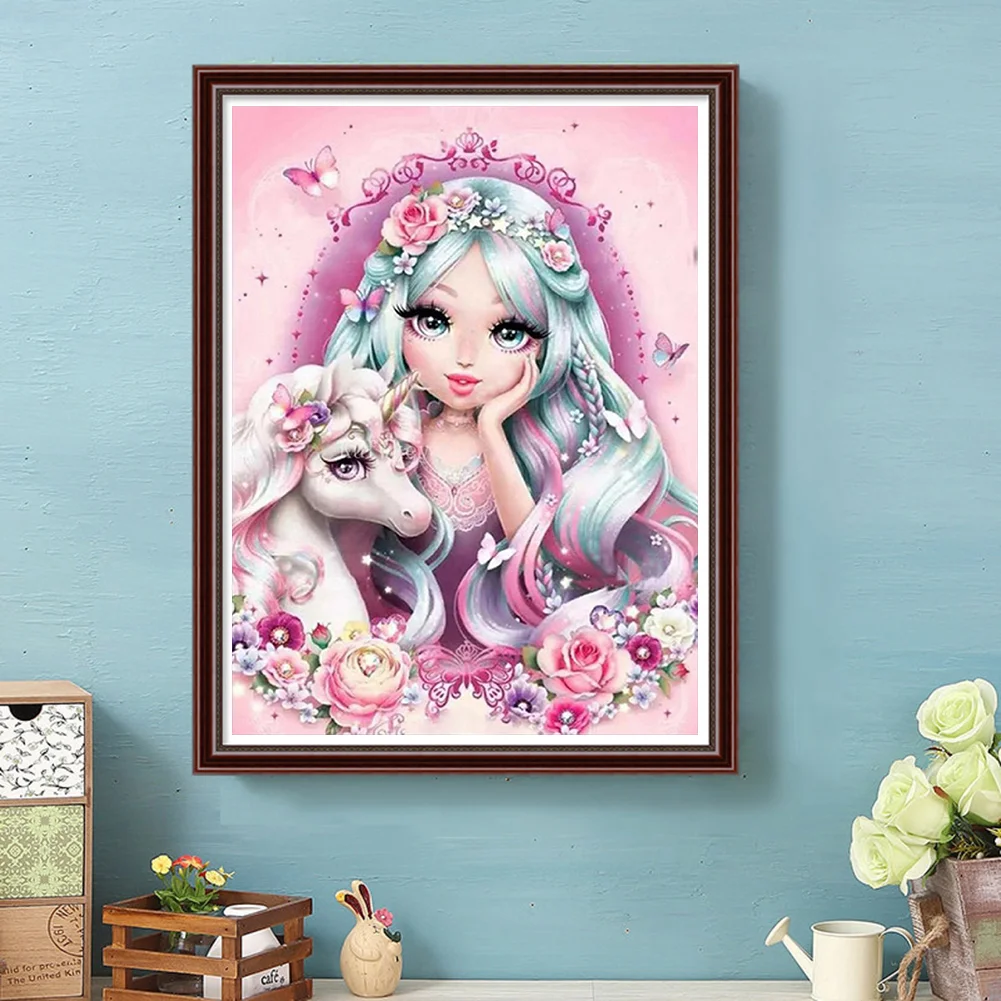 Full Square Diamond Painting 30*40cm - Unicorn Girl