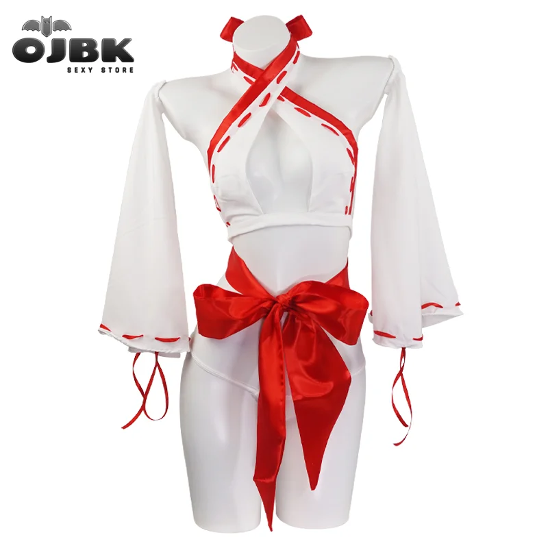 Billionm OJBK Japanese Witch Uniform Sexy Strappy Bikini Lingerie Set Girl Anime Maid Cosplay Costumes Red Kimono Apparel Women Cute Suit