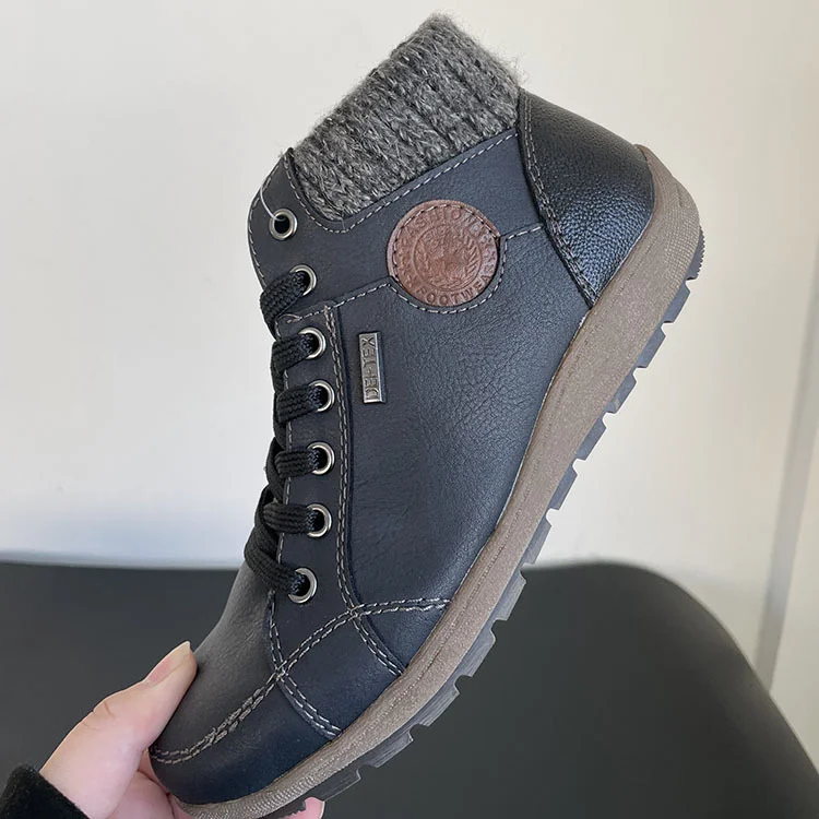 PU Leather Suede Panel Casual Short Boots  Stunahome.com