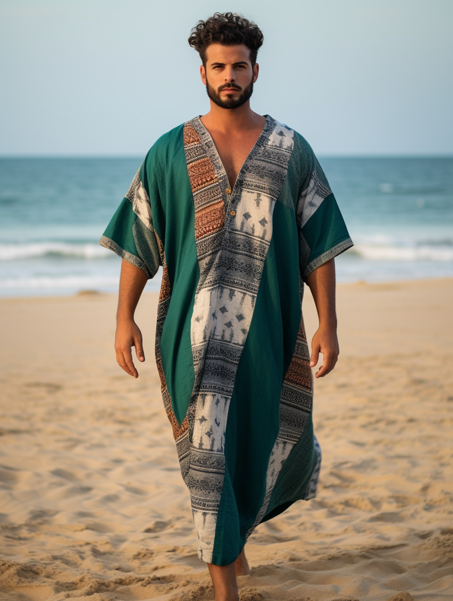 Men's Ethnic V-neck Long Kaftan