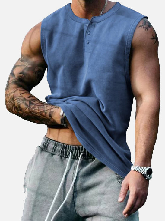 Men's Casual Plain Print Sleeveless Vest PLUSCLOTHESMAN