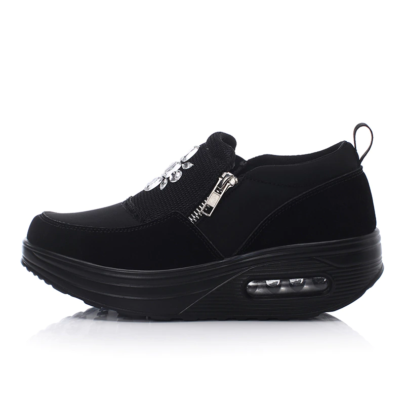 Stanley Women's Platform Sneaker Slip-On Black Shoes
