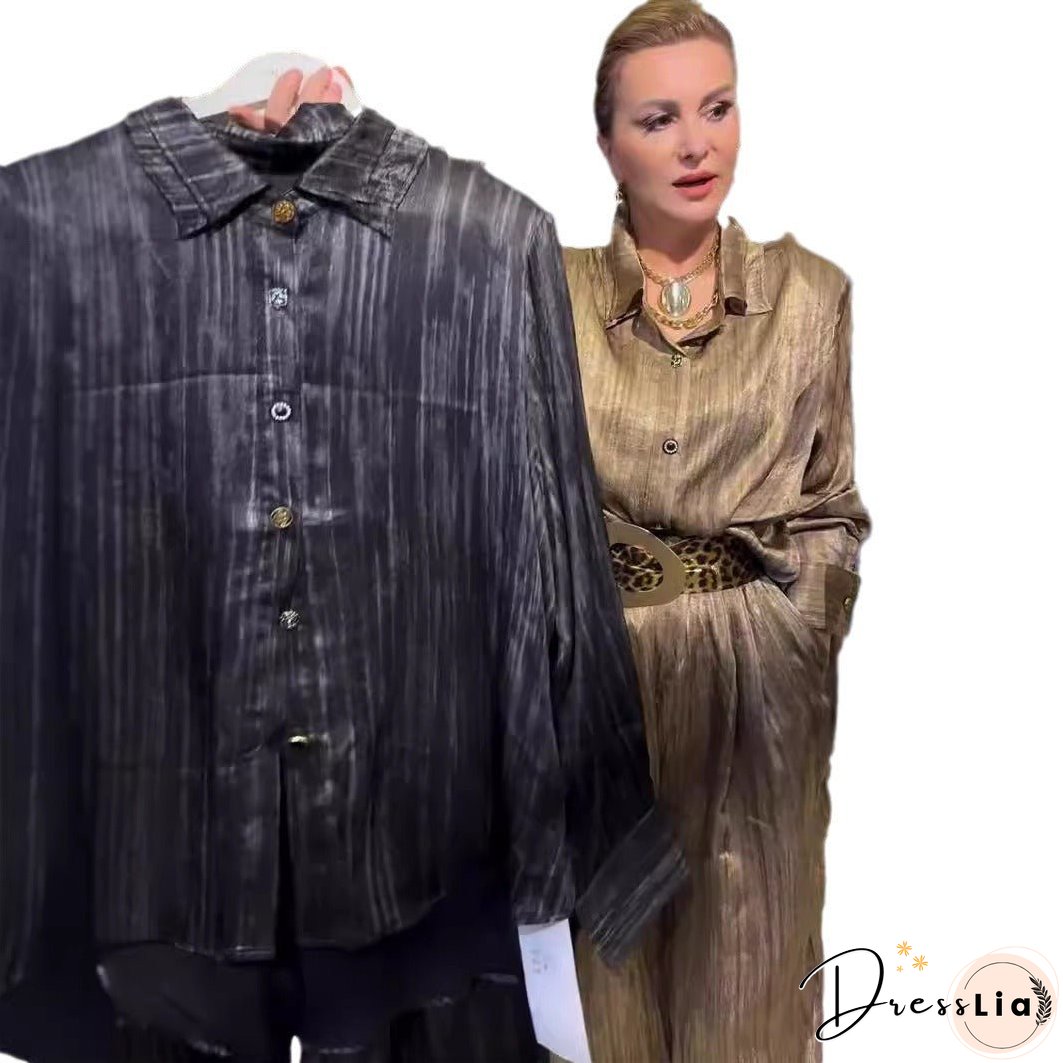 Autumn Jacquard Long-sleeved Loose Two-piece Set Pants