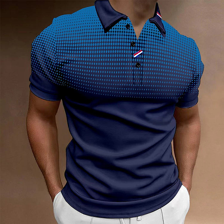 BrosWear Gradient Polka Dot Print Polo Shirt