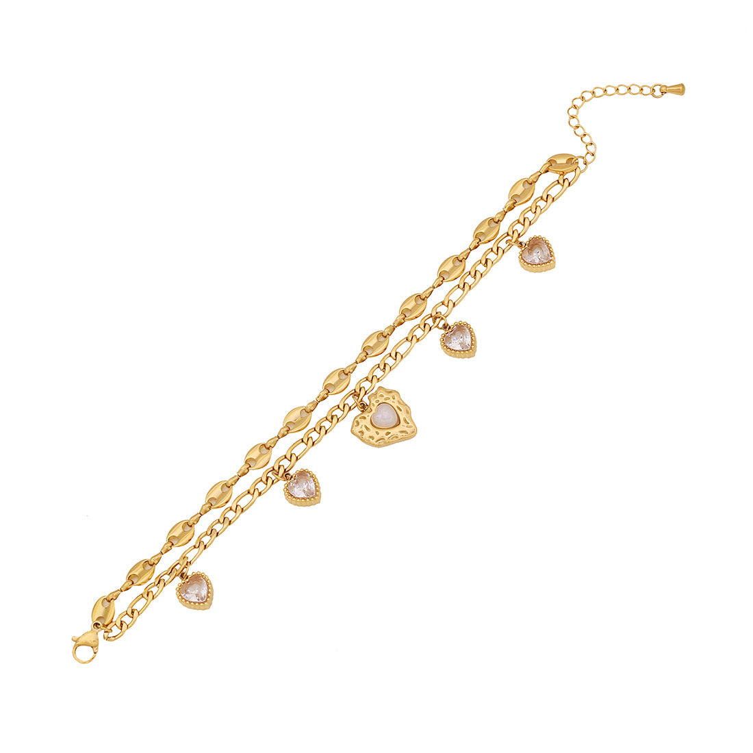 Titanium Steel Bracelet Bow Star Moon Heart Diamond Double Layer Stacking Pig Nose Bracelet Female B618