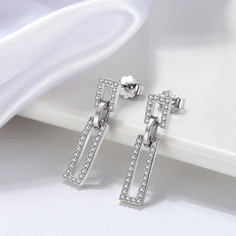 1 Pair 925 Sterling Silver Zircon Solid Color Ear Studs