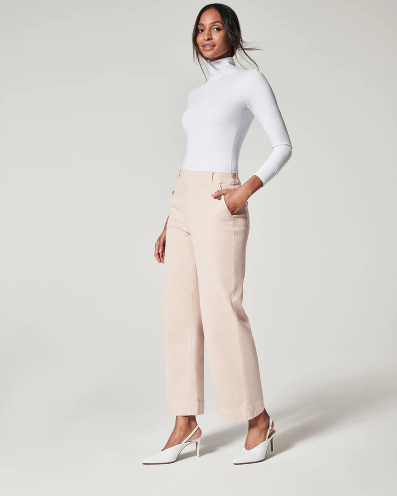 Stretch Twill Cropped Wide Leg Pant