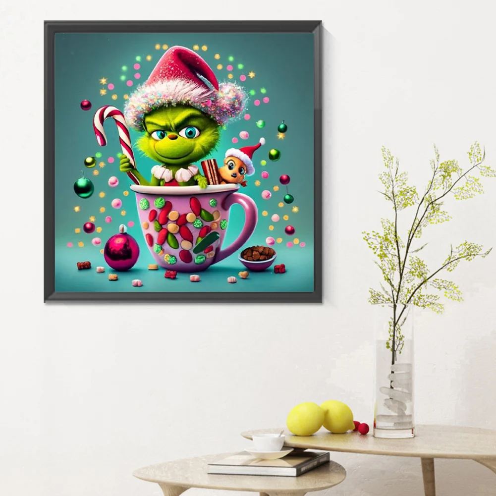 Full Round Diamond Painting 30*30cm - Christmas Green Monster